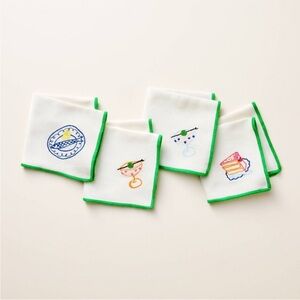 kate spade x Target Cloth Napkins Embroidered 4 pack set NWT Cocktail Martini